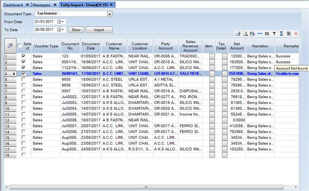 Spectrum ERP Tally Integration Data Check